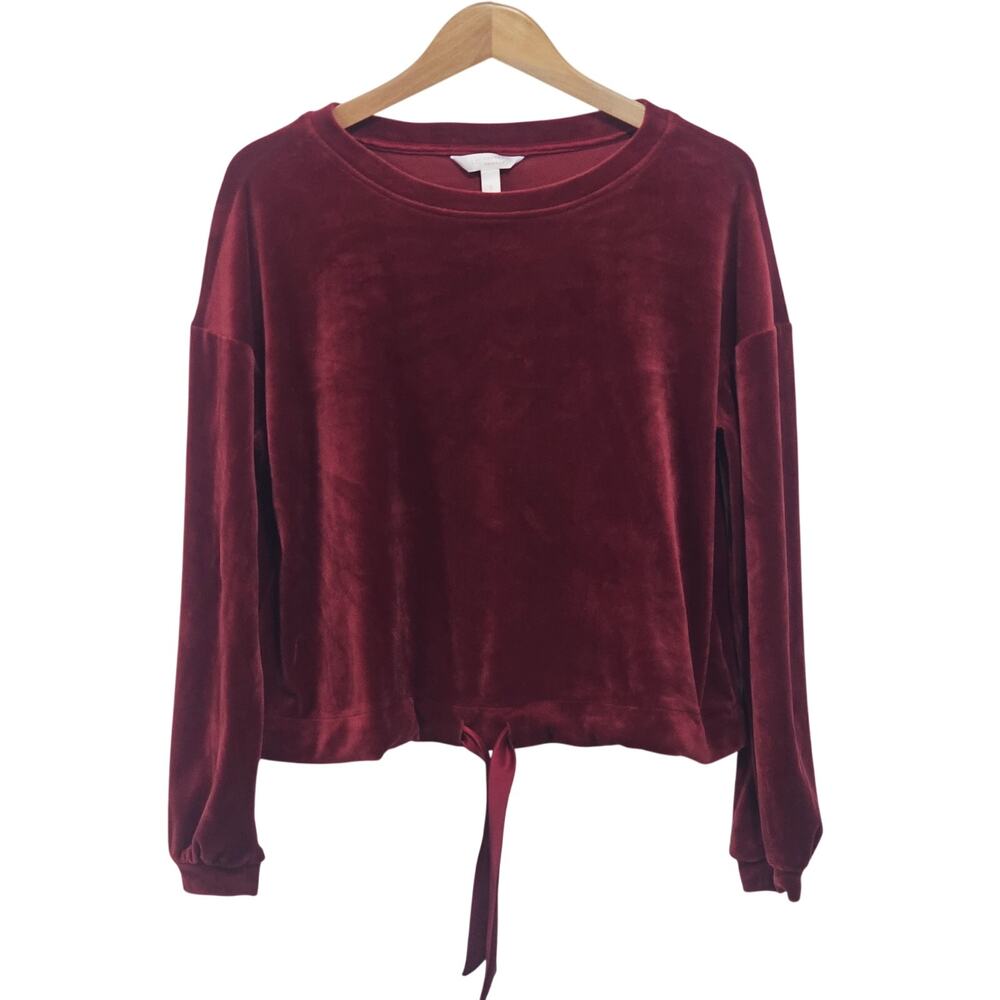 Lauren Conrad Red Velvet / Velour Crop Sweatshirt Size S Fairy Grunge